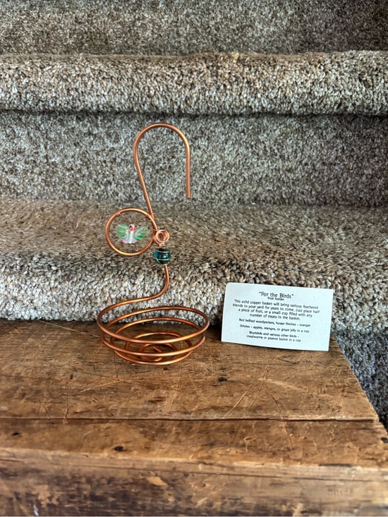 Other - Copper Spiral Hanging Bird Feeder with Decorative Bead